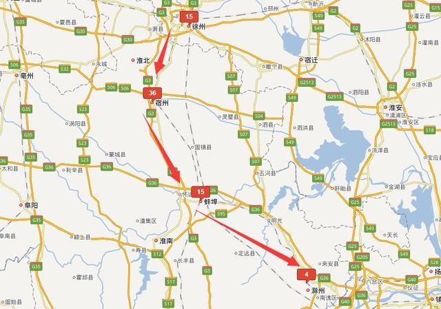 蚌埠,滁州三市和灵璧,泗县,五河,凤阳,明光等五县,途中与泗许高速相交
