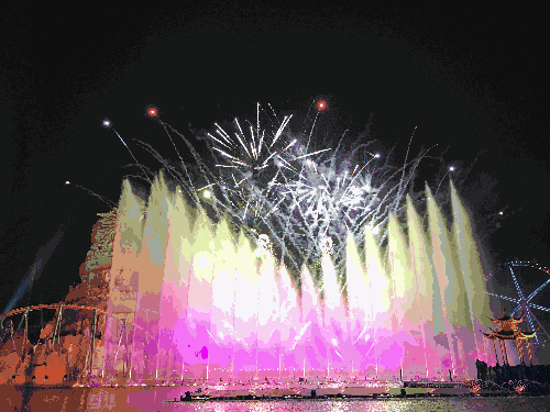 还有璀璨的 烟花秀 当烟花划过天际时 璀