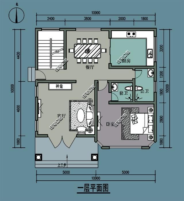 12x10米农村自建房图纸,12米乘10米自建房图纸 新农村自建房10.0米x10.0米,热带版通用版哪个平面图方案好?