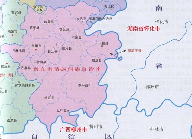 西面和北面分别是黔东南州榕江县,从江县,锦屏县,剑河县,隶属贵州省图片