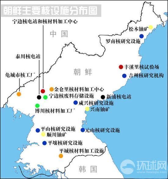 朝鲜主要核设施分布图