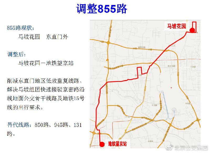 调整855路.首末站:马坡