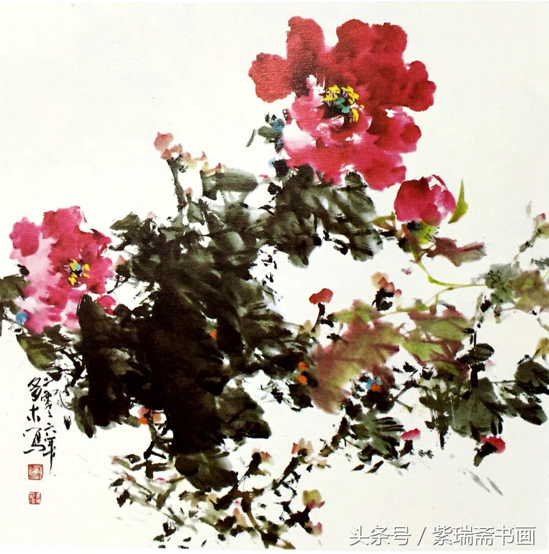 著名画家-李多木老师国画牡丹欣赏