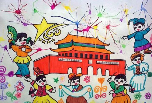 不妨和小编一起画几张有关国庆节的庆祝儿童画吧!