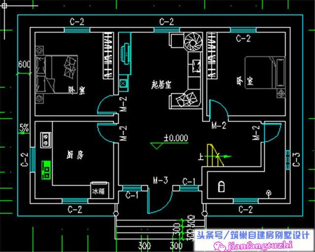 12x8米110平方米二层半农村自建房设计图含全套施工图