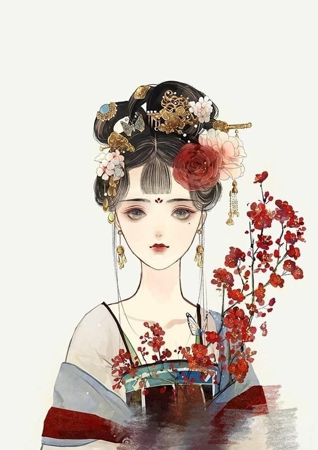 色彩丰富古风韵味图组头像:云想衣裳花想容,春风佛槛露华浓