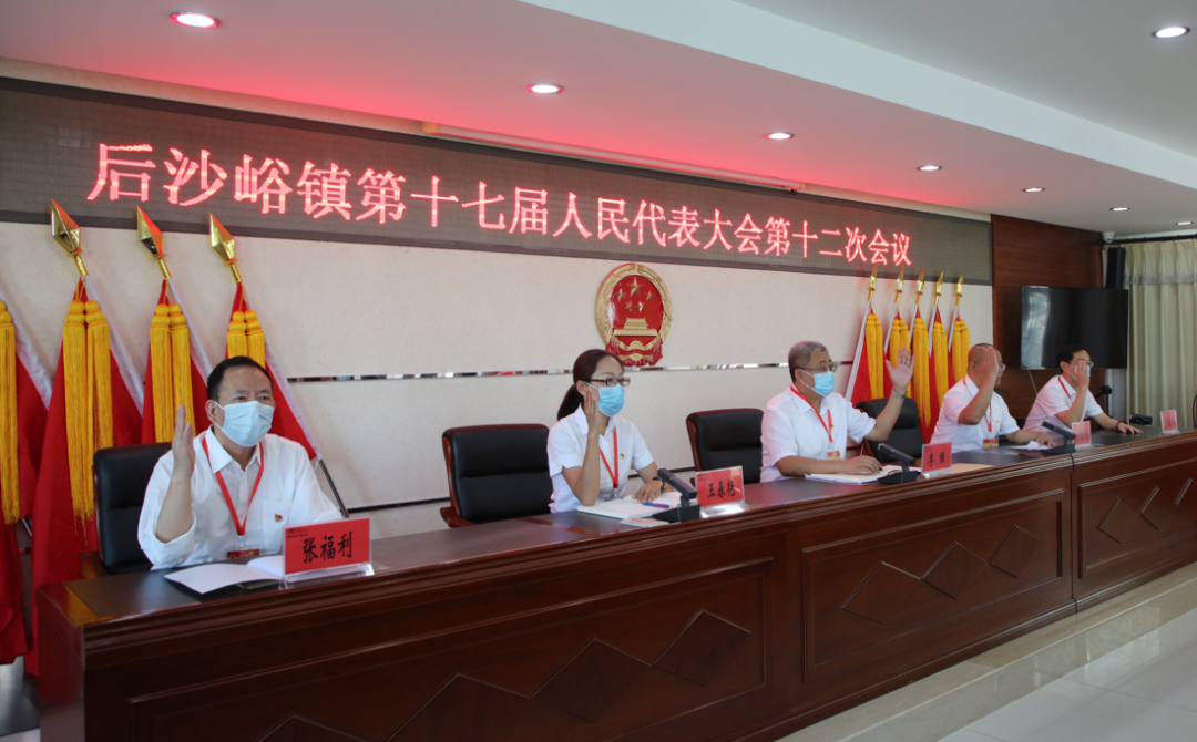 按照大会安排,参会镇人大代表表决通过关于接受夏鹏伟同志,谢立芹同志