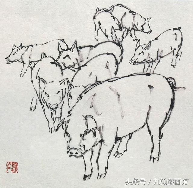 轻松学国画,十二生肖之猪的完整画法,快收藏吧