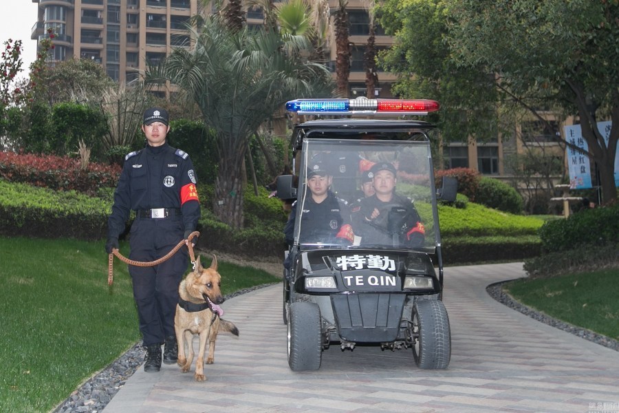 杭州建首支小区特勤队 警犬护卫定时巡逻