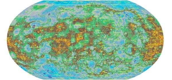 美国地质调查局公布首张完整水星地形图