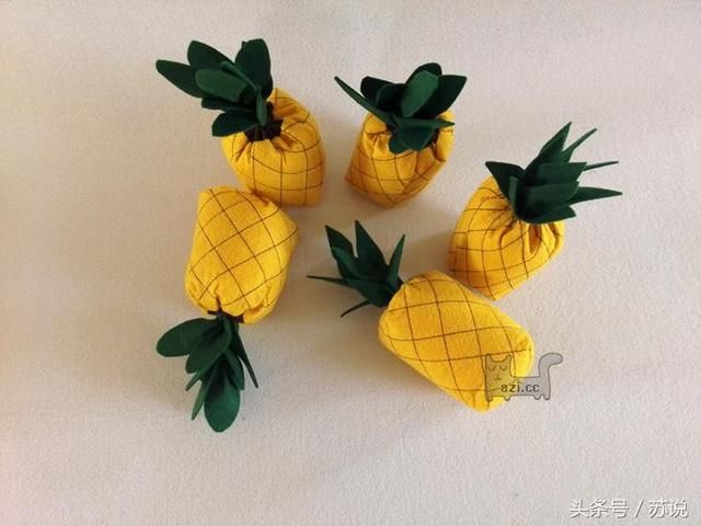 教孩子认识水果,不织布菠萝教程图纸,幼儿园宝