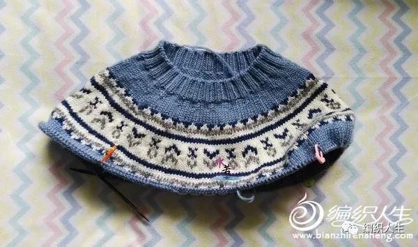 蓝精灵:适合0-3岁的儿童棒针圆肩提花毛衣(附编