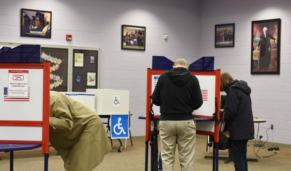 当地时间11月6日，美国举行2018年中期选举。图为选民在弗吉尼亚州一处投票点投票。