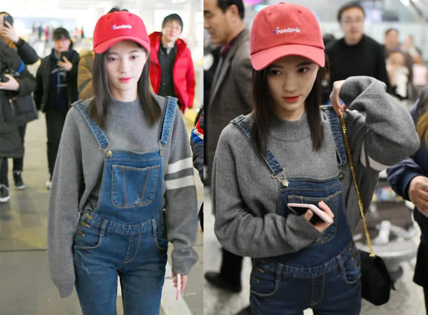 四千年美女鞠婧祎胯真宽!背带裤都要撑爆了