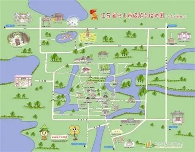 小学生手绘兴化旅游地图 展现唯美兴化