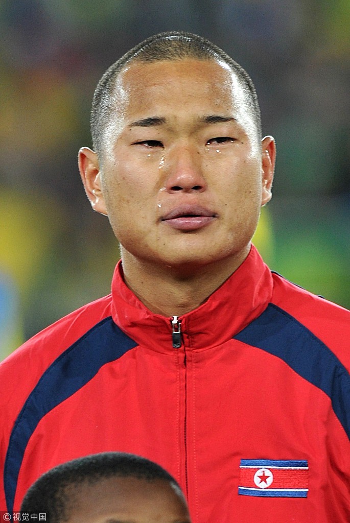 2010年6月15日，南非开普敦，2010世界杯小组赛G组首轮，巴西Vs朝鲜，郑大世哭泣。