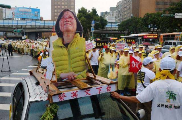 蔡英文支持率跌至低谷 台湾成立拔菜总部抗议