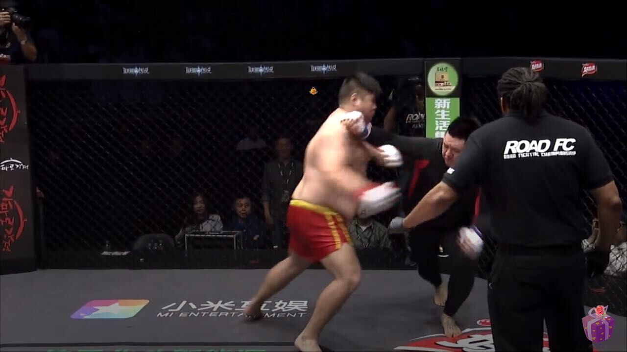 近日，中国20岁格斗小将敖日格乐，比赛中暴揍曾参加日本黑社会组织“山口组”的韩国选手金在勋，24秒KO后仍旧击打对手甚至裁判都拦不住。