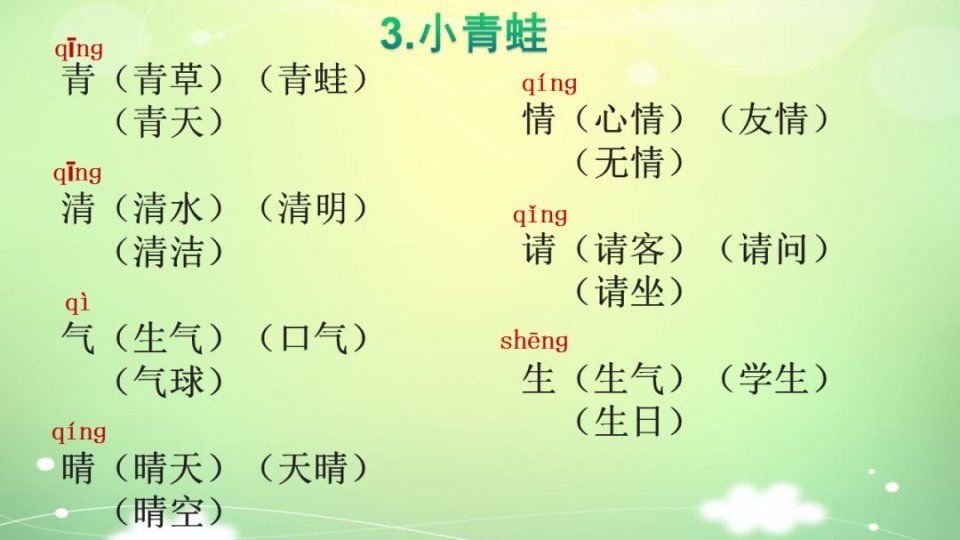 部编版语文一年级下册生字词语汇总