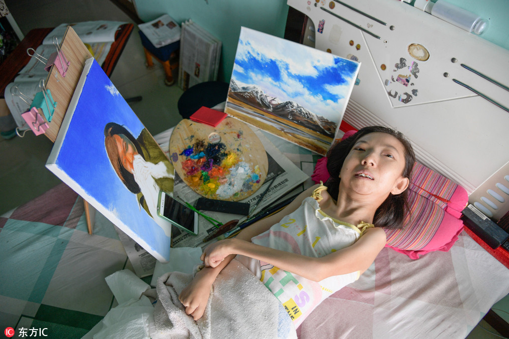 她全身瘫痪坚持作画30年 油画作品走红网络受热捧