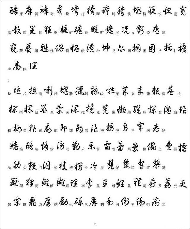 草书3500个常用汉字楷书和草书识别对照表,便