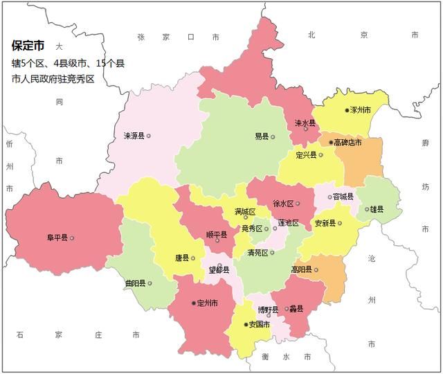 保定市各区县:定州市人口最多,易县面积最大,莲