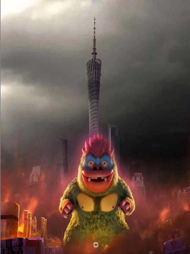 广州今天暴雨即将来临前犹如奥特曼打怪兽的场