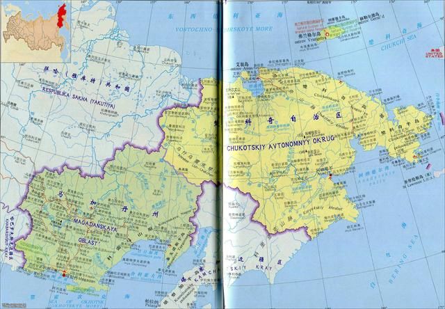 划分为9大地区的俄罗斯远东地区