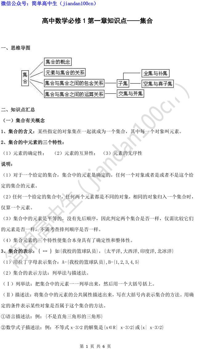 高中数学必修1第一章集合预习讲解|新高一暑假