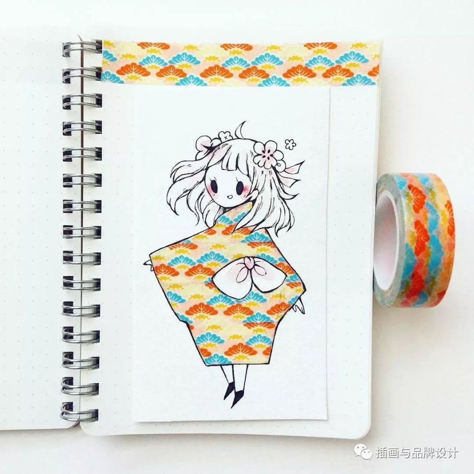 插画丨美爆了!超可爱纸胶带简笔画少女,一起来