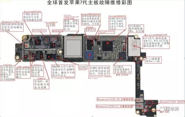 苹果6s没信号 射频IC损坏;附苹果7代主板故障