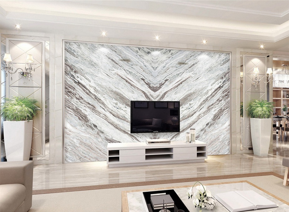 大理石瓷砖背景墙,把客厅、尊贵的一面展示给朋友