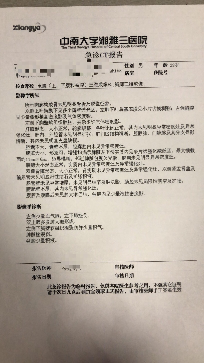 气胸报告图片