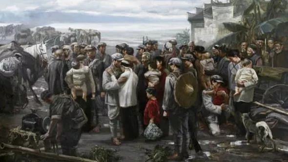 "七送(里格)红军,(介支个)五斗江,江上(里格)船儿,(介支个)穿梭忙.