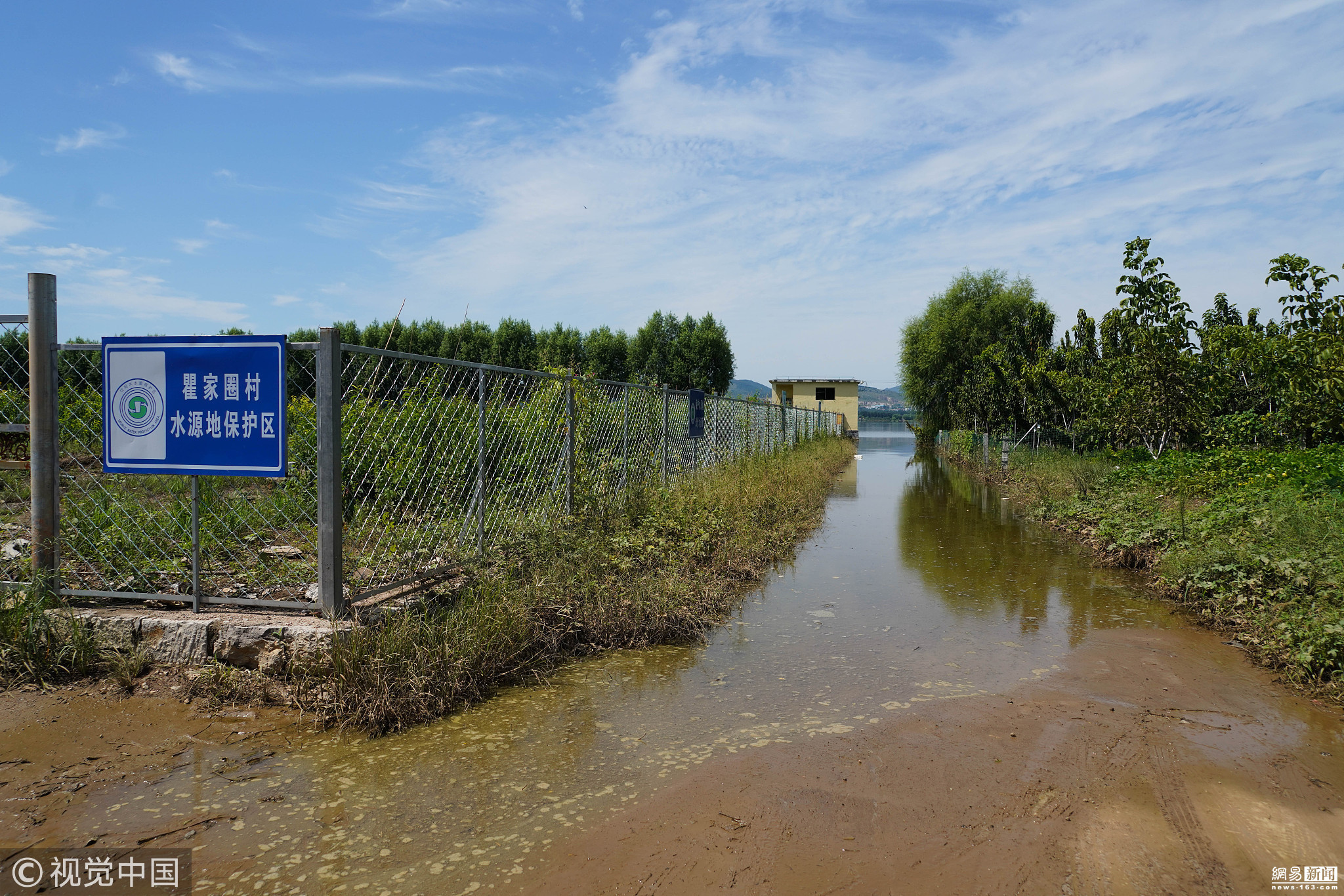 探访山东寿光上游冶源水库:水位近堤坝