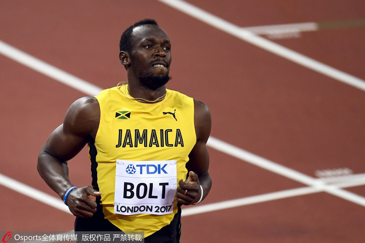 博尔特世锦赛首秀演后程超车 吉祥物
