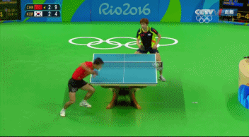 占据主导权的张继科激情庆祝。