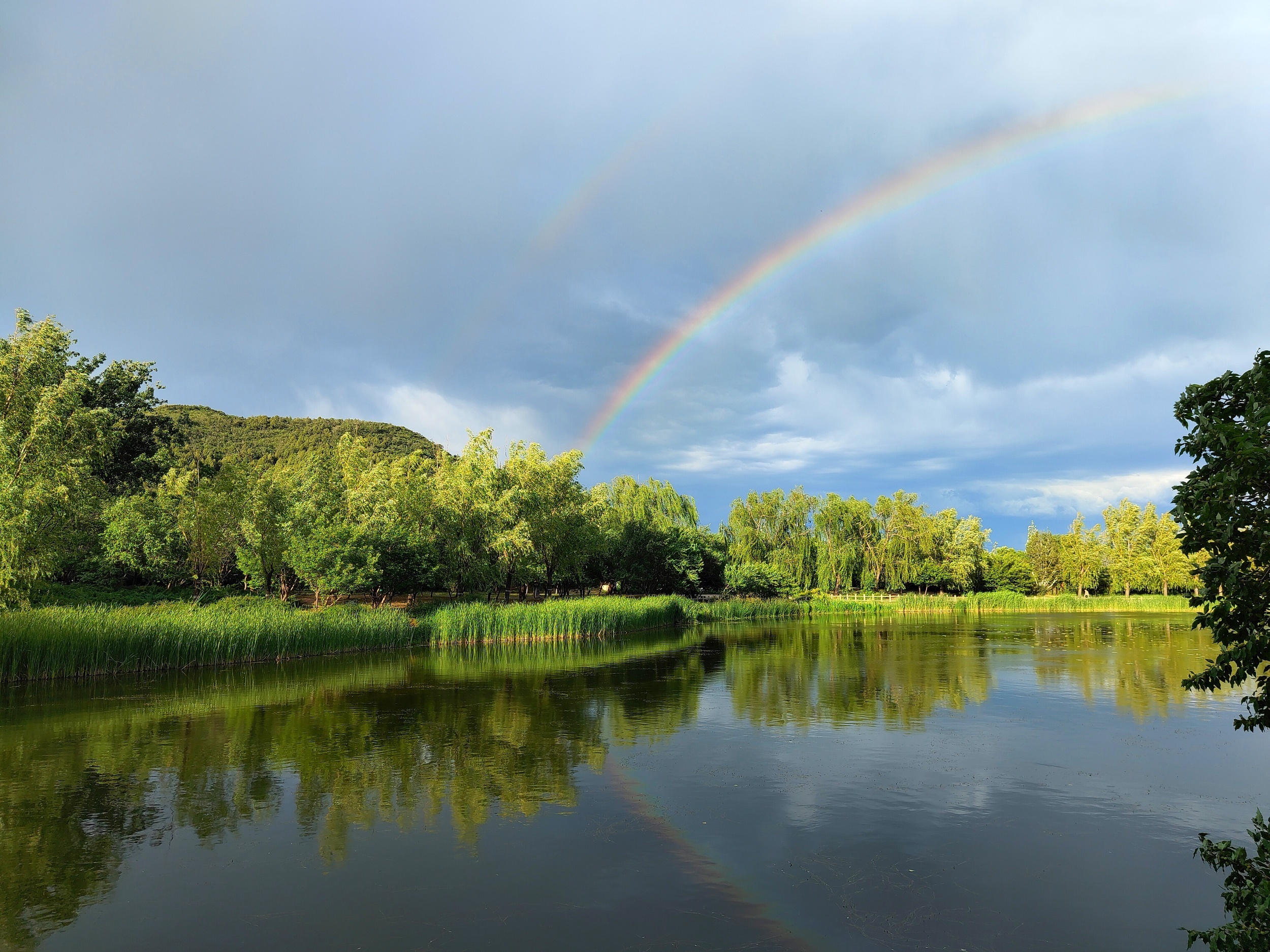 美!北京雨后惊现双彩虹