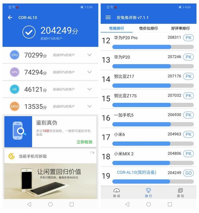 荣耀play跑分成绩