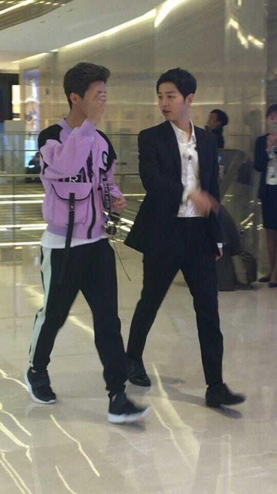 鹿晗与宋仲基,两人的官方身高都是178cm,同为两大男神,两人看起来毫无