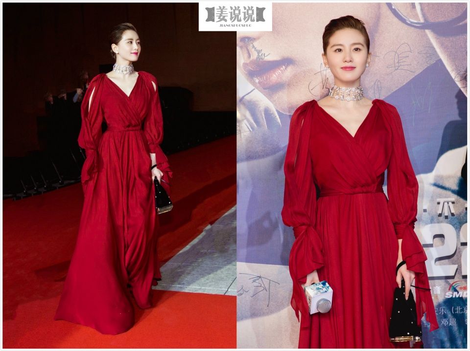 红裙才是女神标配?赵丽颖最仙气,唐嫣超甜美,