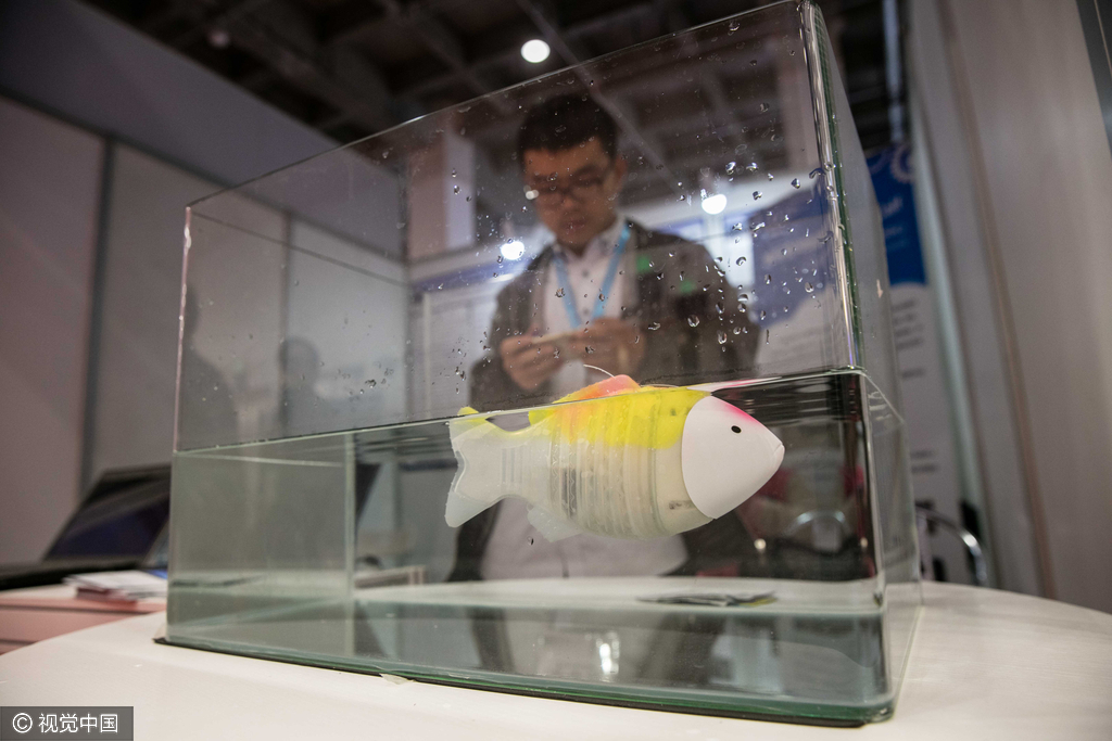 另一个站台的仿生鱼机器人,价格数千元。