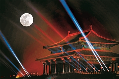 京城元宵灯会遇上超级月亮