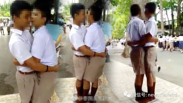 泰国两男生打架 老师罚彼此拥吻100次引争议