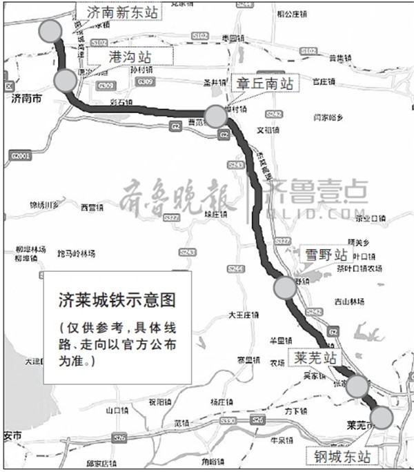 胶济铁路,世纪大道,经十东路后设港沟站,同时预留规划济南至泰安