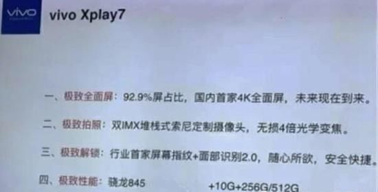 实锤了!蓝厂高端旗舰全面屏手机vivo Xplay7长