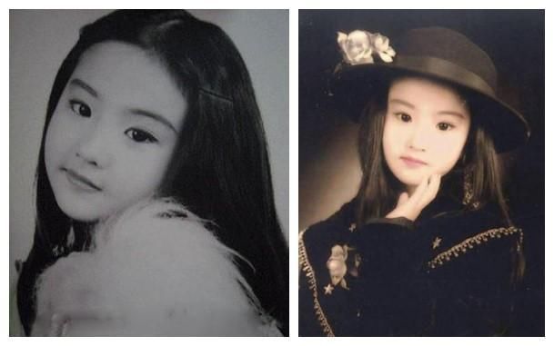 对比郑爽杨幂 angelababy 刘亦菲小时候照片,谁