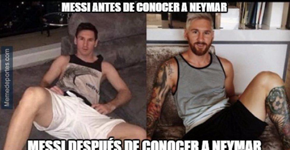 梅西遇见潮人内马尔之前和之后的对比。