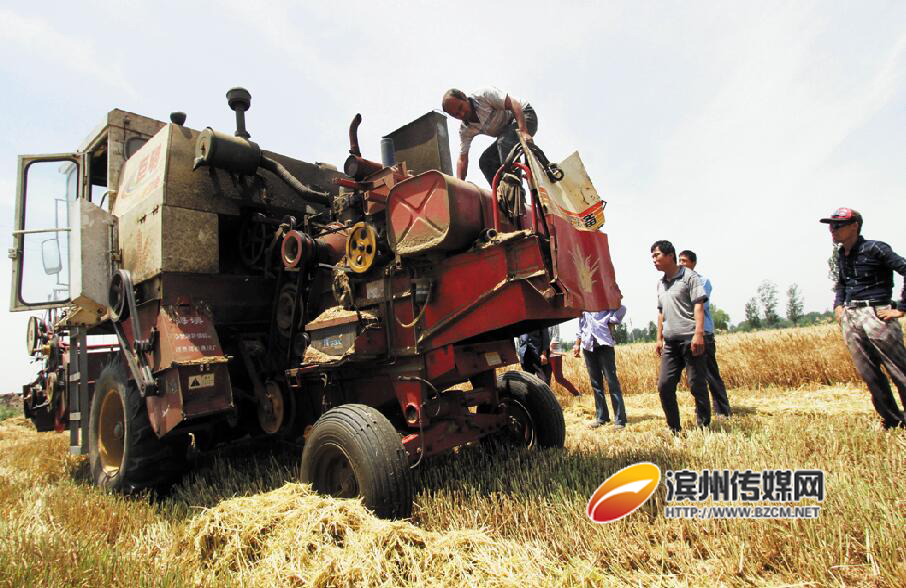 收割完毕,麦客检修收割机