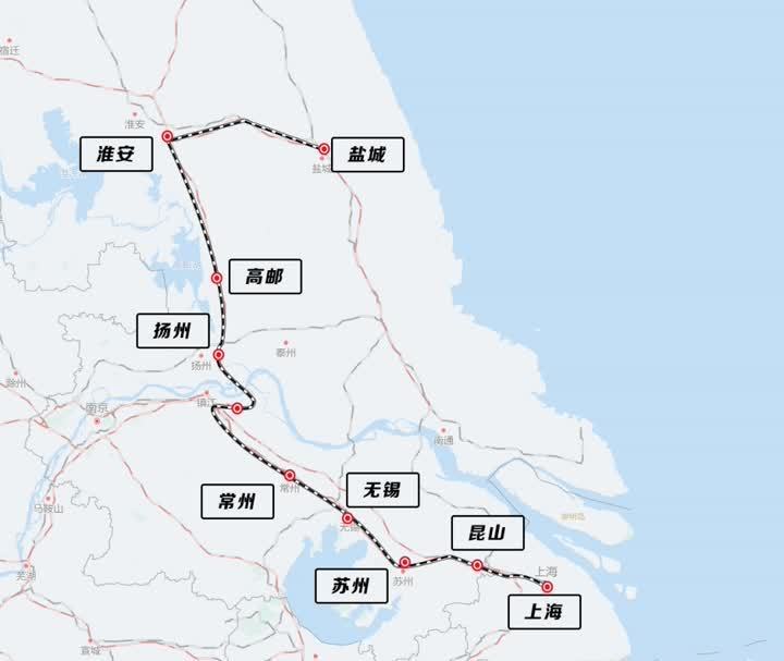 沿途经停建湖,阜宁南,淮安东,宝应,高邮北,高邮,扬州东,大港南,常州